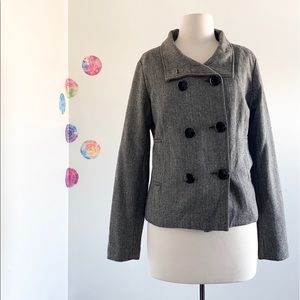 TAMNOON Herringbone double pea coat medium